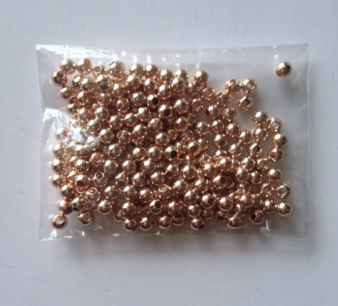 200 pcs Rose Gold Spacer Glitter Beads Round Brass 3mm Bead Jewelry Making Shimmer Brass
