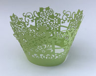 12 pcs Lime Green Rose Box Lace Cupcake Wrappers