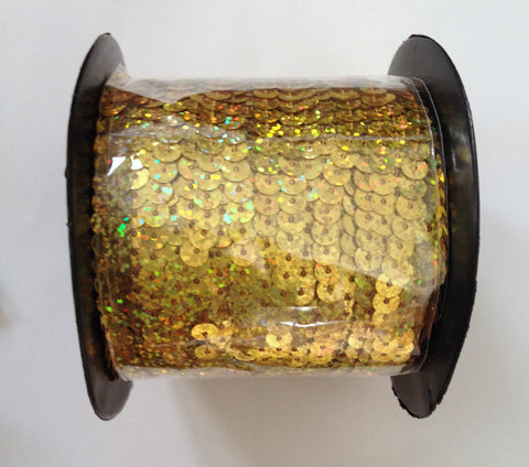 New! Gold Sequins 100 yard Roll Spool String 6mm Sewing Tools Fabric Tools Supplies Trim Sequin