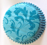 50 pcs Blue Damask Cupcake Liners