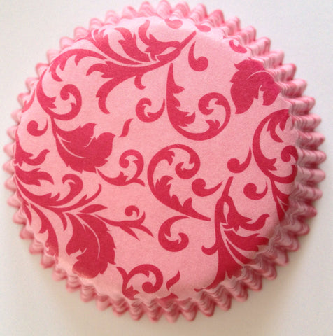 50 count Pink Damask Cupcake Liners