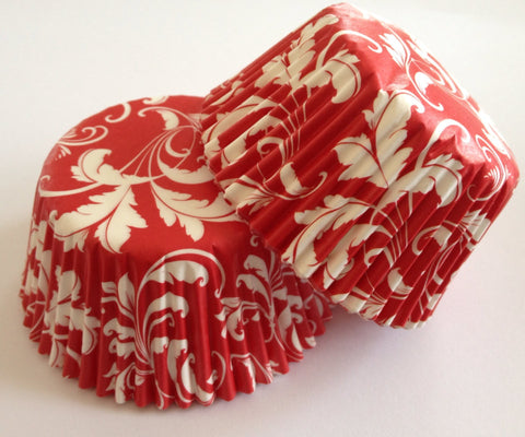 50 count Red Damask Cupcake Liners