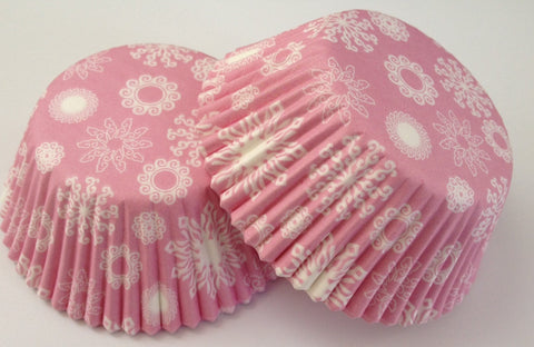 50 count Pink Snowflakes Winter Cupcake Liners