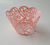 12 pcs Pink Heart Lace Cupcake Wrappers