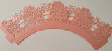 12 pcs Peach Coral Lace Rose Box Cupcake Wrappers