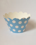 12 pcs Pretty Polka Dot Blue Cupcake Wrappers