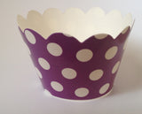 12 pcs Pretty Polka Dot Purple Cupcake Wrappers