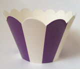 12 pcs Pretty Purple Stripes Cupcake Wrappers