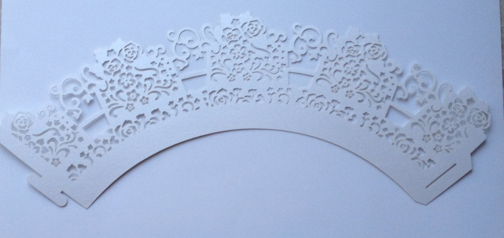 12 pcs White Rose Box Lace Cupcake Wrappers – Sweet Crafty Tools