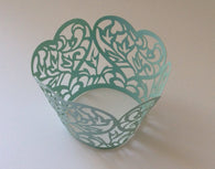 12 pcs Green Mint Lace Heart Cupcake Wrappers