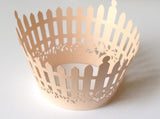 12 pcs Rose Gold Picket Fence Cupcake Wrappers