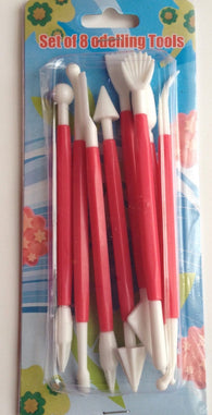 New 8 piece modeling tool set Fondant Cake Decorating 16 designs tips baking