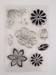 9 pieces Flower Rose Leaf Set Clear Silicone Acrylic Rubber Stamp Scrapbook Cardmaking unmounted Stamps