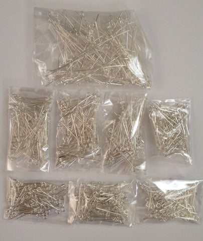 800 pcs 8 sizes Silver Plated Eye Pins Jewelry 16 mm 18 mm 20 mm 22 mm 26 mm 28 mm 30 mm 50 mm Making Supplies Tools#36