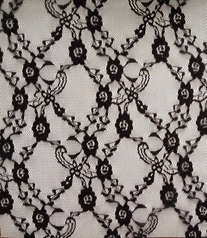 New! 2.2 yards Black Lace Flower Fabric Cotton Chinlon Pattern Sewing Quality Peony