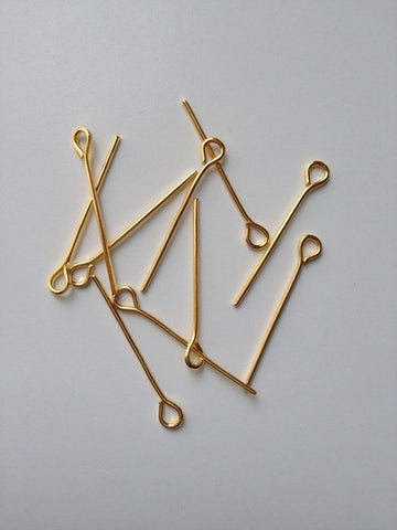 New! 700 pcs Gold Plated Eye Pins Jewelry Findings 22mm #103 Making Supplies Hardware Tools