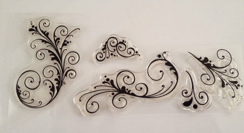 5 pcs Scroll Lace Flower Clear Silicone Acrylic Rubber Stamp Scrapbook Cardmaking unmounted Stamps