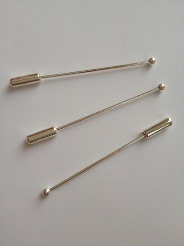 20 pcs silver plated bead lapel jewelry stick pins brooch hat making #43B Making Supplies Hardware Tools