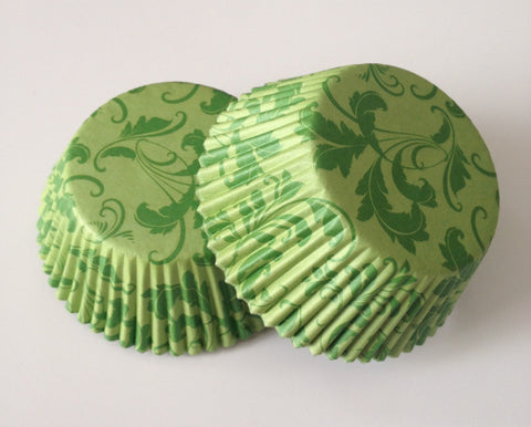 50 count Green Damask Cupcake Liners