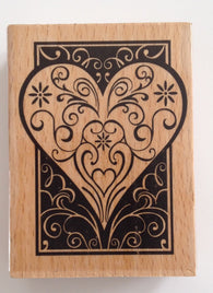 1 pc large Wooden Heart Love Rubber Stamp