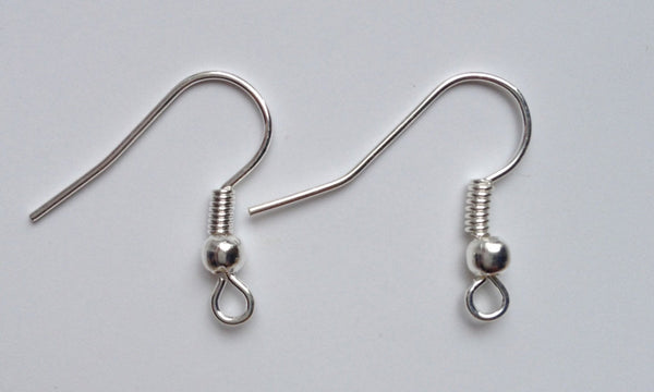 100 pcs Silver Plated Coil Earring Hooks #1SV