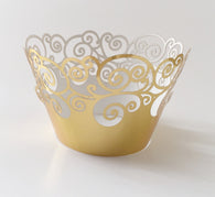12 pcs Metallic Gold Swirl Cupcake Wrappers