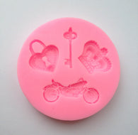 Crown Motorcycle Key Heart Prince Soft Silicone Mold-Unbranded