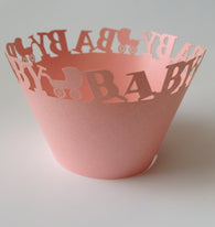 12 pcs MINI (Small) Baby Pink Carriage Cupcake Wrappers