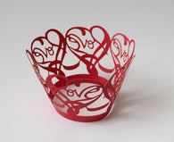 12 pcs Red Love Heart Lace Cupcake Wrappers