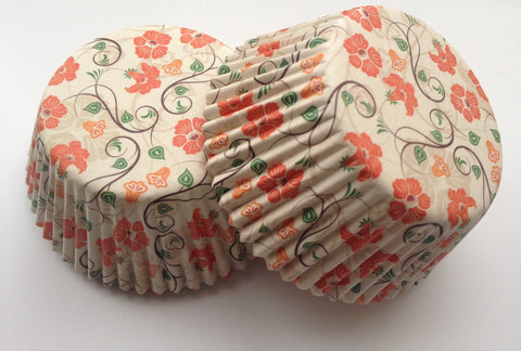 50 count Pretty Orange Flowers Cupcake Liners