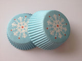 50 count White Snowflakes Winter Cupcake Liners