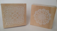 2 pcs Wooden Lace Doily Crochet Rubber Stamps Cardmaking Scrapbooking DIY Wedding Beautiful Tools Supplies square circle