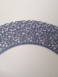 12 pcs Royal Blue Classic Filigree Lace Cupcake Wrappers