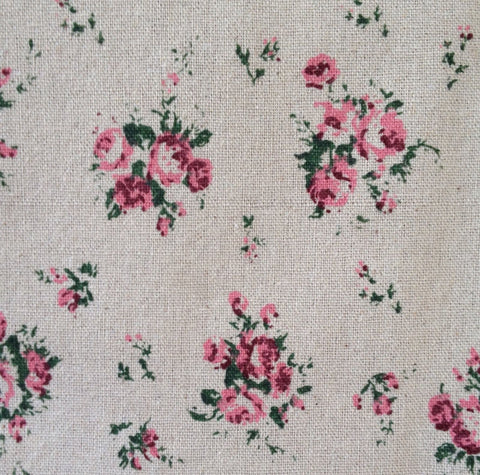 New! 1 Yard Fabric Flower Floral Pink Rose Linen Sewing Quilting Cotton Linen  Blend Pattern Sewing Quality linen red quilting floral