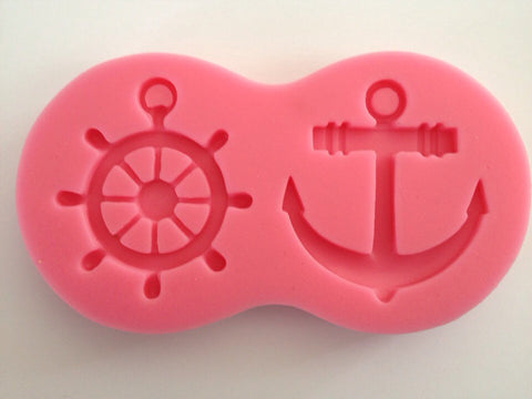 2 pcs Anchor sailboat wheel Soft Silicone Mold-Unbranded