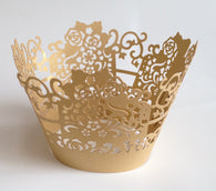 12 pcs Gold Rose Lace Box Cupcake Wrappers