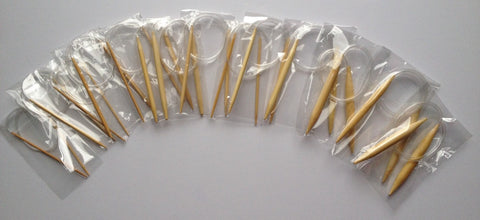 15.7" (40cm) Bamboo Circular Knitting Needles (Choose Size) US 0 to 15 Knitting Needles