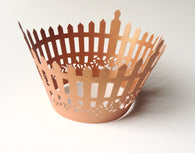 12 pcs Brown Rust Picket Fence Cupcake Wrappers