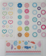 65 Lace Wedding Stickers Doily Stickers Scrapbooking Stickers Embellishments Heart Flower Border Stickers Bow Stickers Supplies Tools Paper