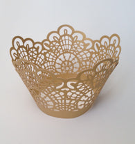 12 pcs Gold Crochet Lace Cupcake Wrappers