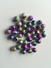 40 pcs Colorful Spacer Glitter Beads Round 6mm Bead Jewelry Making Shimmer Acrylic 54B