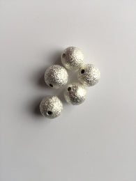 5 pcs 10mm Silver Spacer Glitter Beads Round Copper 10mm Bead Jewelry Making Silver 53B