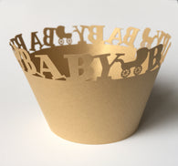 12 pcs Gold Baby Carriage Cupcake Wrappers