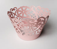 12 pcs Pink Paisley & Lace Cupcake Wrappers