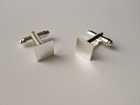 5 pairs Silver Plated Cufflinks Blanks Pads Jewelry Making Mens Cuff Links 3CN