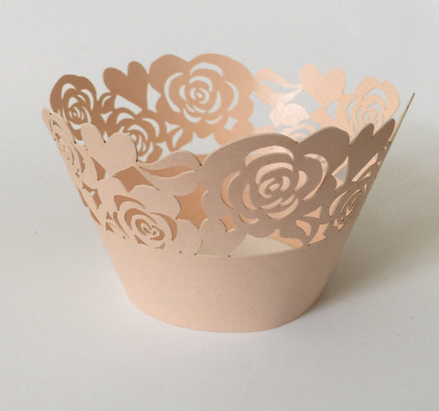 12 pcs Rose Gold Garden of Roses Cupcake Wrappers