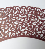 12 pcs Bronze Brown Filigree Classic Lace Cupcake Wrappers