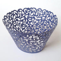 12 pcs MINI (Small) Navy Blue Filigree Lace Cupcake Wrappers