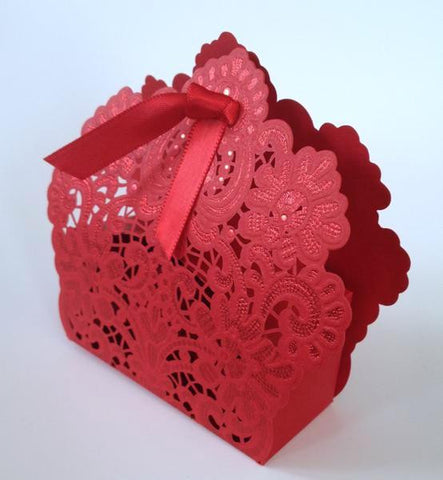 10 pcs Beautiful Red Crochet Lace Wedding Favors Favour Candy Package Box Boxes Almond Sweet