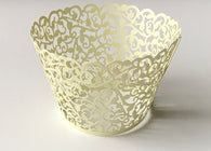 12 pcs Pale Yellow Filigree Lace Cupcake Wrappers